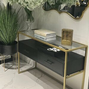 קונסולה כניסה שחור וזהב  - 120/40/80 ס"מ - HOME ID