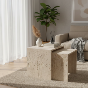 שידת צד שיש טרוורטין – וואלי