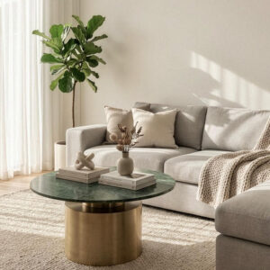 שולחן סלון משיש ומתכת – עיצוב יוקרתי עם נוכחות אלגנטית