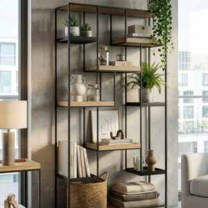 יחידת מידוף שילוב מתכת ועץ