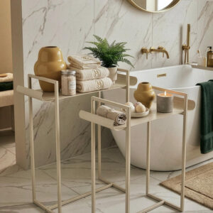 זוג מעמדי מתכת דקורטיביים - שמנת