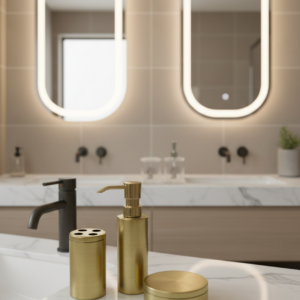 סט אביזרי רחצה בגימור זהב