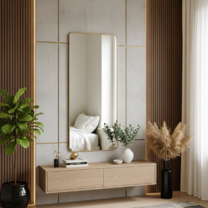 מראה מלבנית תלייה  Minimal stone - זהב