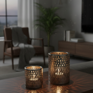 סט פמוטים דקורטיביים בגימור מתכת