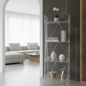 עגלת אחסון על גלגלים מאקריליק – 4 קומות