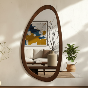 מראה אמורפית תלייה  Minimal Wood – אגוז