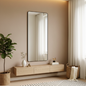 מראה מלבנית תלייה  Minimal stone - שחור