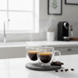 סט 2 כוסות אספרסו מזכוכית כפולה