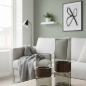 סט ואזות זכוכית בגימור מעושן