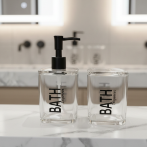 סט שירותים שקוף בגימור שחור