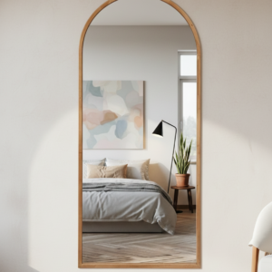 מראה אמורפית Minimal Wood – מראה עומדת חצי קשת אלון 1.80/80 ס"מ