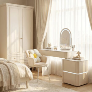 שידת איפור 100 ס"מ + מראה ותאורת LED - "אמילי"