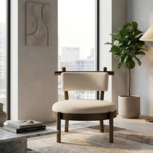 כורסא מעוצבת PHILIP עם בסיס מתכת בראס