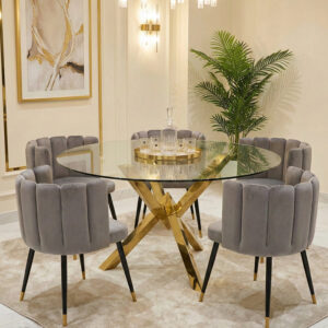 שולחן אוכל דיימונד זהב -קוטר 130 ס"מ