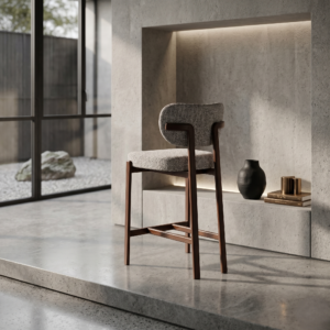 כסא בר בופי בד ארוג - אגוז