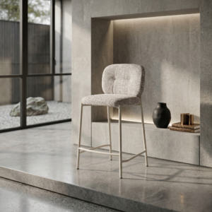 כסא בר נינה בד ארוג מוקה