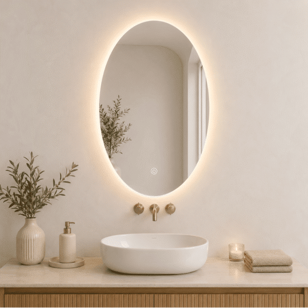 מראת LED - (אובאלית) תאורה אחורית  60/80 ס"מ * מבצע עד 02.11.26